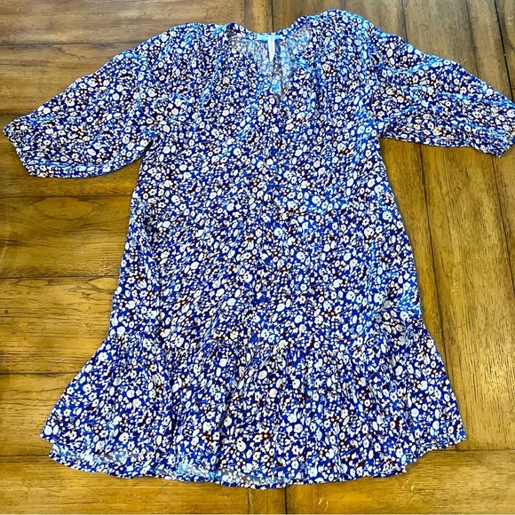 Apiece Apart Mini Mitte Dress in Piet Floral Blue, size XS, Flowy Drapey Spring - Picture 4 of 13